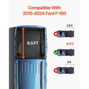 Copertura Tri-Fold per Cassone Ford F-150 2015-2024, Compatibile Solo con Cassone da 6.5 (79") - Adatta Solo per Cassone 6.5 X 5.4 (79" X 65.2") - Product Image 2