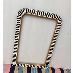Best Quality <b>wall</b> <b>mirror</b> Modern <b>Rectangular</b> Bone Inlay <b>Mirror</b> With Black White Striped Frame Handmade MDF <b>Wall</b> <b>Mirror</b> For Home - Product Image 2