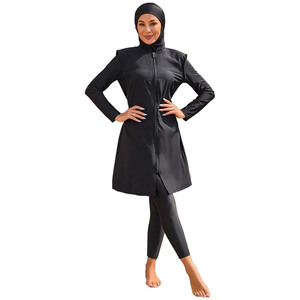 <b>Modest</b> Activewear <b>Set</b> for Women Islamic Fashion Muslim Gym Clothing Solid Color Breathable Polyester/Cotton - Product Image 4