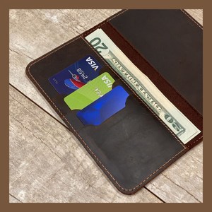Funda para Chequera de Cuero Liso con Logotipo Grabado, Fundas para Chequera de Cuero Genuino con 2 Bolsillos, Porta Cheques Impermeable - Product Image 5
