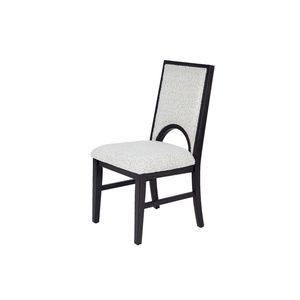 Set di 2 Sedie da Pranzo in Tessuto Bianco, Seduta e Schienale Imbottiti Confortevoli con Intaglio Arcuato Unico, Texture Morbida - Product Image 5