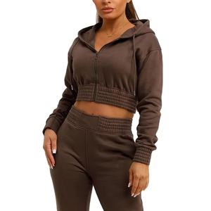 เสื้อฮู้ดดี้ผู้หญิงคุณภาพพรีเมียม แบบซิปครึ่งตัว ผ้าโพลีเอสเตอร์ผสมคอตตอน ระบายอากาศ กันน้ำ บุด้วยผ้าฟลีซ สไตล์ลำลอง สตรีทแวร์ รับสั่งทำ - Product Image 4