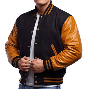 Wholesale Outdoor Streetwear Jacket Fashion <b>Men</b> Custom Logo Baseball Letter College Male Letterman Plus Size Jackets - Product Image 4