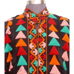 Beautiful Cotrise Autumn Quilted Cotton <b>Jacket</b> Hand-Stitched Embroidery Breathable Button Women Winter Party Wear Stand <b>Collar</b> - Product Image 3