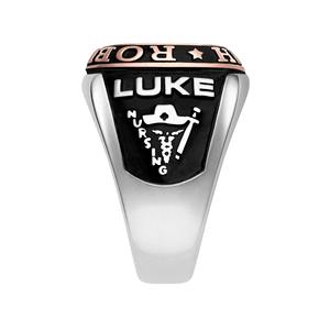 Bague de classe en argent sterling plaqué or rose à double rangée de pierres coussin pour homme, personnalisable pour célébrations de remise de diplôme, scolaires ou universitaires - Product Image 3