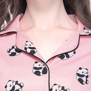 Ensemble de pyjama deux pièces en jersey de coton confortable et lisse pour femme, grande taille, avec cordon de serrage, séchage rapide, manches courtes, OEM ODM - Product Image 6
