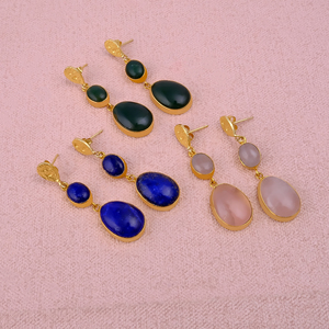 Gold Plated <b>Green</b> Aventurine Gemstone Drop <b>Earring</b> Wholesale Boho Jewelry for Mothers Day Gifts - Product Image 6