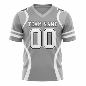 Maillots de football américain personnalisés imprimés, 100 % polyester respirant, col en V, manches courtes, tenue d'équipe, impression numérique, service OEM - Product Image 1