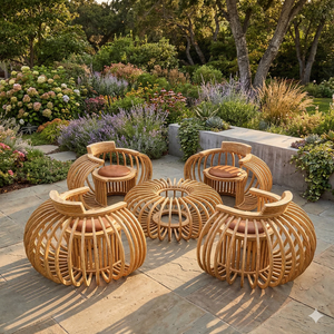 Ensemble de canapés d'extérieur en bois moderne avec design éco-responsable pour balcon et terrasse contemporains - Product Image 6