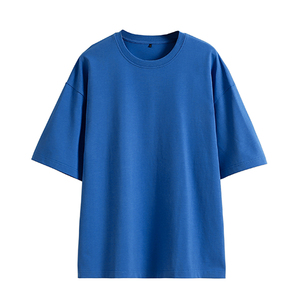 T-shirts pour hommes de haute qualité, couleur unie, coton épais, coupe classique, manches courtes, col rond, épaules tombantes, 220g, vente en gros - Product Image 6