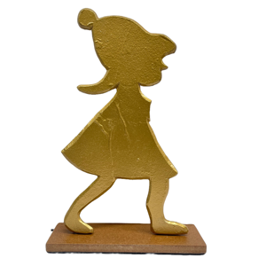 Figura de Silueta de Chica Chapada en Oro, Decoración de Arte Moderno para Mesa, Decoración del Hogar, Forma Irregular, Pieza Única - Product Image 1
