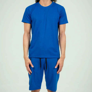 Ensemble d'été pour homme grande taille en tissu éponge uni, coupe ajustée, short en tissu éponge uni, vêtements d'extérieur, style hip-hop, 100% coton - Product Image 2