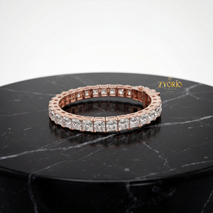 Bracelet chaîne classique en argent sterling or rose pour femme, avec diamants de laboratoire, élégant, étincelant, cadeau de mariage de luxe - Product Image 1