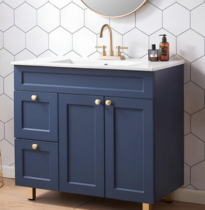 Wholesale PVC Melamine Bathroom Vanities with Painting Shaker Doors Contemporary Bathroom Vanity <b>Cabinet</b> - Product Image 5