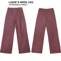 Pantalon décontracté pour femme, coupe mi-ample, couleur unie, jambe large, lavable, avec cordon de serrage, pour usage quotidien, durable