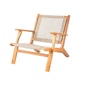 Chaise longue en teck tressé de style moderne avec un design minimaliste pour la décoration de la maison et du jardin - Product Image 2