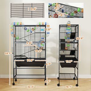 Cage à rongeurs à 5 niveaux avec étagères de rangement, plateau profond, grande roue d'exercice et système de tubes, pour hamsters et autres animaux de compagnie - Product Image 3