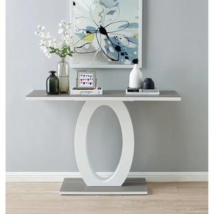 Modern High <b>Gloss</b> <b>White</b> Iron Console Table with Metal Top and Leg Base Combination Design for Living Room Entryway - Product Image 5