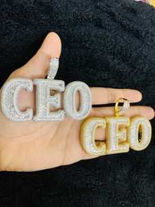 จี้รูปตัวอักษร CEO ของ Starspire Jewels เงินแท้ 925 ชุบทองคำขาวประดับเพชรโมอิสซาไนต์แบบไมโครเพฟ สไตล์ฮิปฮอปสำหรับผู้ชาย ได้รับการรับรองจาก GIA เหมาะสำหรับใส่ทุกวัน - Product Image 4
