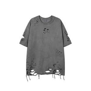 Lightweight 100% Cotton <b>Canvas</b> Acid Wash T-shirt Men Luxury Distressed Vintage Oversized Quick Dry Breathable Short Sleeve - Product Image 3
