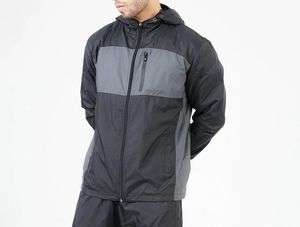 Veste à capuche décontractée pour homme, gris, avec blocs de couleur, en polyester, séchage rapide, coupe-vent, pour l'automne, Swishy, LOGO personnalisé, fournisseur en gros - Product Image 2