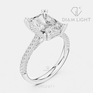 Anillo de Compromiso con Diamante Cultivado en Laboratorio, Corte Radiante, Certificado IGI, 4.70CT, Oro Blanco de 14KT, Color F+, Claridad VS+, Anillo de Promesa, Regalo para Mujer - Product Image 2