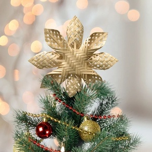 Adorno de árbol nórdico para decoración de árbol de Navidad, adorno de estrella de bambú tejido a mano, para floración de Navidad - Product Image 1