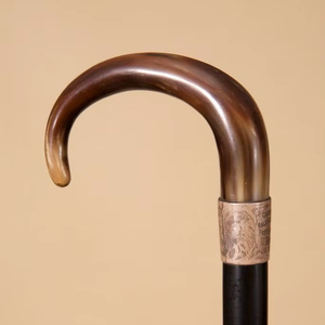 Bastón de Caminar Tallado de Lujo Moderno con Empuñadura de Cuerno Natural Exquisito, Diseño Ecológico - Product Image 1