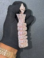 Collar con Colgante de Nombre Personalizado con Diamantes de Laboratorio, Letra Vertical en Mosaico, Cadena de Oro para Hombre
