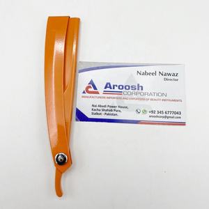 มีดโกนหนวดสำหรับช่างตัดผมสีส้มมีดโกนที่โกนหนวดแบบตรงมีใบมีดสไลด์ทนทาน - Product Image 6
