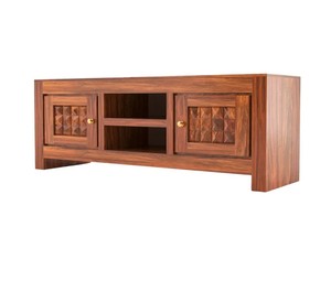Soporte de TV Arquitectónico de Madera Maciza de Varios Niveles, Directo de Fábrica |    Mueble para TV Moderno con Puertas Talladas a Mano y Estantes Abiertos - Product Image 6