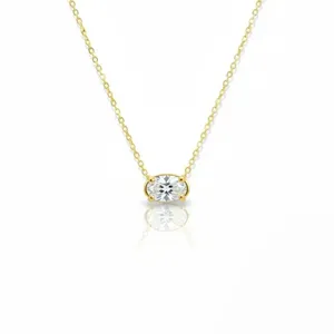 Collar con Colgante de Diamante Ovalado Cultivado en Laboratorio de 0.27 Ct en Oro de 14K, Certificado IGI, Regalo de Boda de Lujo - Product Image 1