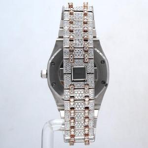 Fly Iced Out White Shiny Moissanite Diamond <b>Watch</b> with Rose Gold Quartz Automatic <b>Men's</b> Hip Hop Two Tone Band Fashion Accessory - Product Image 4