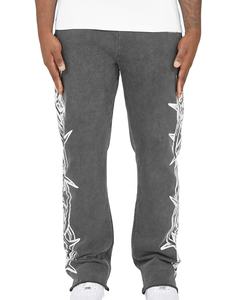 Survêtement hip hop évasé délavé à l'acide de qualité supérieure Ensemble de pantalons délavés à l'acide pour hommes Survêtement de jogging évasé brodé et tendance - Product Image 3