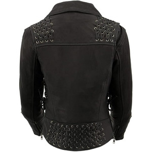 Chaqueta de Motociclista Clásica de Cuero Premium para Mujer, Estilo MC, SAMROZ SPORTS - Product Image 4