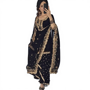 Conjunto de Salwar Kameez de Diseño para Mujer, Estilo Patiyala Punjabi, Recién Lanzado, para Fiestas, con Top, Falda Dhoti y Dupatta, de Secado Rápido - Product Image 1