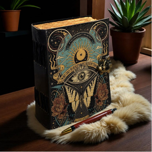 Carnet en cuir personnalisé Papillon Céleste, Journal Spirituel Soleil et Lune, Style Dark Academia, Cadeau - Product Image 2
