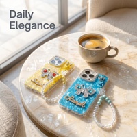 Coque de téléphone à motif papillon en strass, coque rigide transparente avec bracelet perlé, coque de téléphone tendance antidérapante et résistante aux chutes