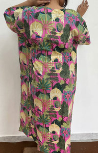 Elegante Vestido Kaftán de Algodón con Estampado Floral para Mujer, Diseño Holgado, Sensación Cómoda y Estilo Contemporáneo Chic - Product Image 5