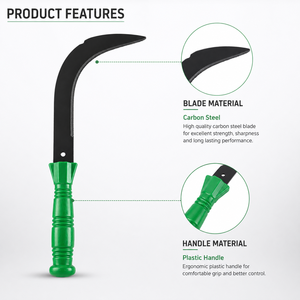 Faucille professionnelle en acier au carbone avec manche en plastique pour le désherbage, la coupe et la récolte en agriculture, jardinage et ferme - Product Image 3