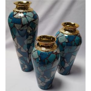 Jarrón de Metal Azul Oscuro de Primera Calidad, Elegante Centro de Mesa Floral, Estilo Tradicional, Artesanía para Bodas, Eventos y Hostelería - Product Image 4