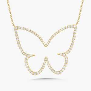 Diamond Butterfly Necklace 15-18 Inch Minimalist Dainty Layering <b>Pendant</b> Jewelry Gift Custom 14K 18K <b>Solid</b> <b>Gold</b> Women's Luxury - Product Image 5