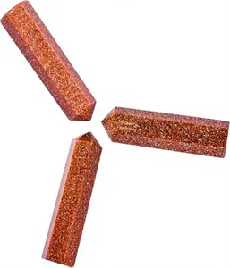 Cristal de verre poli étincelant à pointe unique en forme de crayon en pierre d'or rouge, fournisseur en gros pour l'artisanat et les grilles de cristaux - Product Image 2