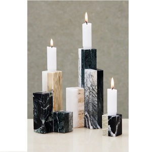 Handmade Marble Stone Candle Holder Set Round Shape Eco-Friendly & Heat Resistant Durable Empty Design for Home Decor - Product Image 5