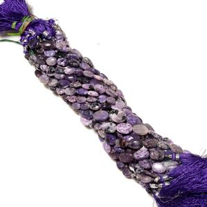 ลูกปัดพลอยชารอยต์สีน้ำเงินธรรมชาติทรงรีขัดเรียบสำหรับทำเครื่องประดับแบบร้อยเป็นเส้น - Product Image 2