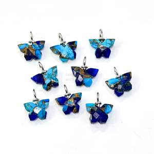 Pendentif papillon en turquoise Mohave bleu lapis AAA, argent 925, pierre précieuse sculptée à la main, pendentif turquoise naturel pour bijoux - Product Image 4