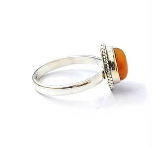 Carnelian Gemstone <b>Dainty</b> <b>Ring</b> in 925 Silver Bohemia Style Teardrop Shape for Everyday Wear - Product Image 3