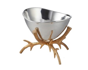 Bol de service pour noix en métal Concave, de style nordique, pour fruits et salades, argenté, avec socle en or, décoratif, pour la décoration de la maison, 8 pièces - Product Image 1