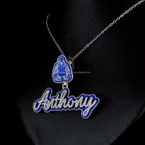 Personalizar Hiphop Moissanite colgante letra azul esmalte 925 plata esterlina VVS completo helado personalizado Moissanite colgante - Product Image 6
