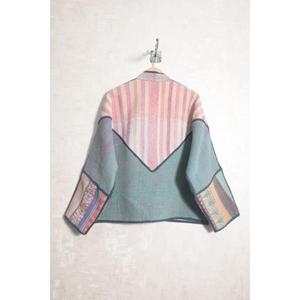 Veste Kantha vintage indienne, manteau en patchwork de coton fait main pour femmes, vêtement d'extérieur chic bohème pour festival - Product Image 6